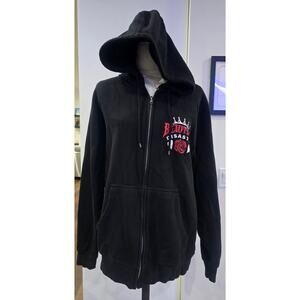 Beautiful Disaster black red PREOWNED women's zip hoodie Small flaw XL